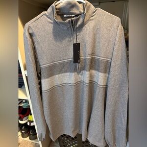 Travis Mathew - Men's Gray Quarter-Zip (Golf) - TM Balboa Chest Stripe